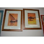 A pair of pine framed watercolour studies