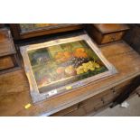 A gilt framed oil on canvas still life study, the