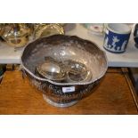 A large silver plated punch bowl; together with a