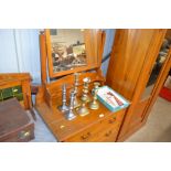 An Edwardian satin wood three drawer dressing ches