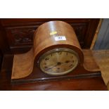 A mahogany cased three hole mantel clock