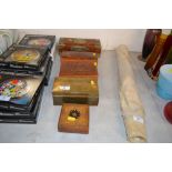 Four various wooden trinket boxes and an eastern b