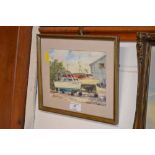 Challis, framed watercolour study of two boats, si