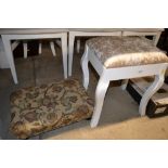 A small floral upholstered stool; and a dressing s