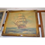 A gilt framed oil on board study depicting a three