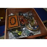 A box of various costume jewellery