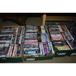 Three boxes of DVDs