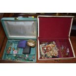 Two jewellery boxes and contents