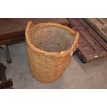 A wicker log basket