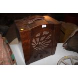 An old Pye wooden cased Sunrise motif radio