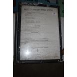 A vintage bus time table in metal frame