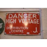 A "Danger High Voltage Distribution Centre J" enam