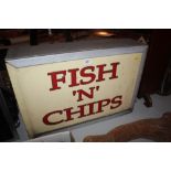 A double sided "Fish and Chips" illuminated advertising sign, 24¾" x 17" approx.