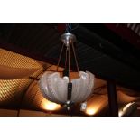 An Art Deco chrome and shell shaped hanging light