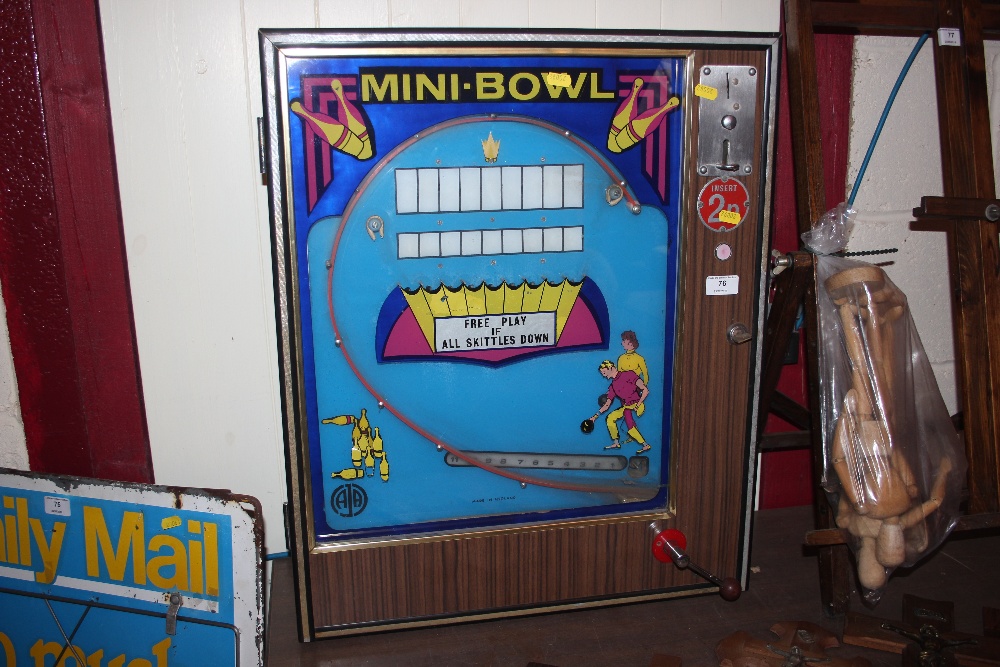 A vintage Mini-Bowl skittles arcade game