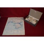 A box of RAF Escape and Invasion silk maps