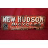 A New Hudson Bicycles enamel sign, 36" x 11½" approx., AF