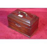 A Georgian three compartment mahogany tea caddy