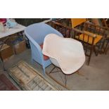 An unusual white Deco style rocking chair and a bl