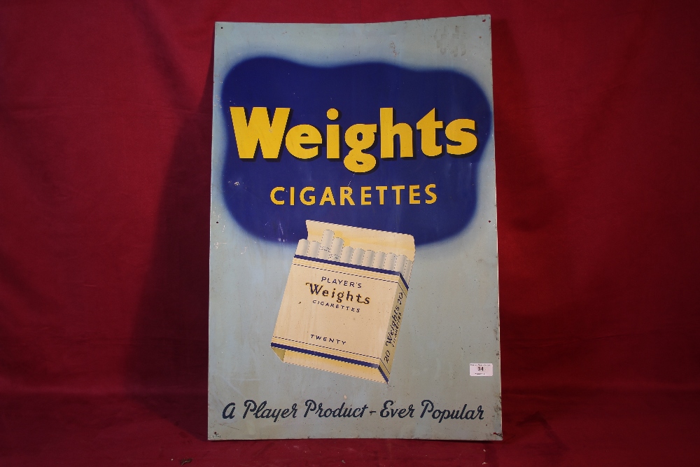 A "Player's Weights Cigarettes", tin advertising sig