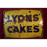 A large Lyons Cakes enamel advertising sign AF, 39