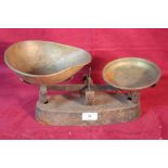 A set of metal and brass shop scales