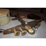 A large wooden WW1 USAF bomber model aeroplane