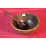 A sycamore dairy bowl and butter scoop/ spoon