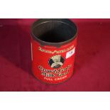 An old Cow & Gate milk food tin (missing lid) and