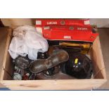 A box of miscellaneous car parts, circa 1962 (Morg