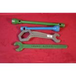 Four vintage tractor spanners*