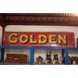 A "Golden" part enamel sign, approx. 83" x 18"