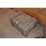 A wooden ammunition box