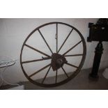 An old iron cart wheel