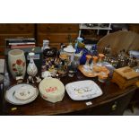 An orange luster decorated dressing table set toge