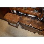 Two small oak drop leaf coffee tables