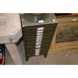 A small metal filing chest