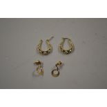 A pair of 9 carat gold ear-rings and one other pai