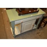 A green painted washstand, fitted single drawer