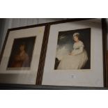 A pair of pencil signed coloured mezzotints, each