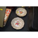 Three Schumann floral decorated plates with pierce