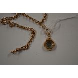 A 9 carat gold pocket watch chain hung with a 9 ca