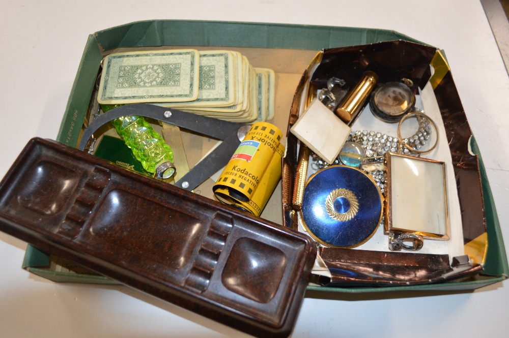 A Bakelite pen tray; a quantity of costume jewelle