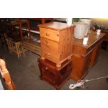 A pine bedside chest fitted three drawers together