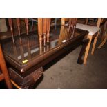 A mahogany oblong coffee table