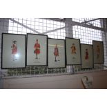 Six framed and glazed colour prints depicting vari