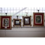 A pair of gilt frame portrait prints together with