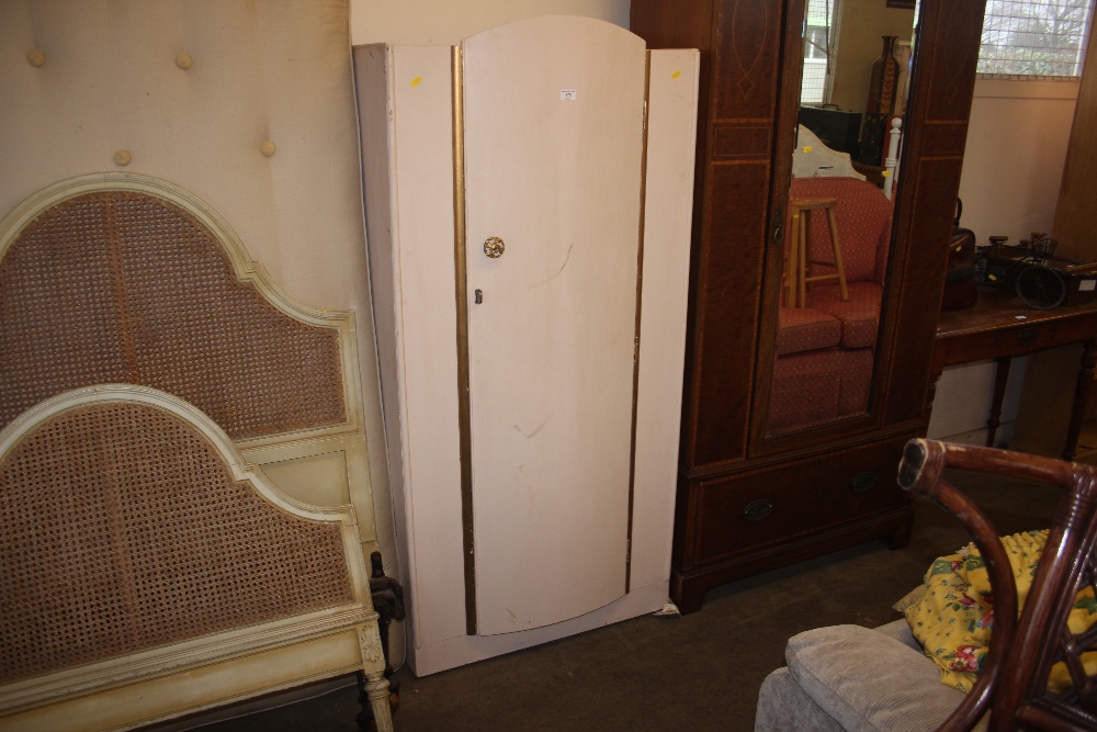 A white painted single drawer wardrobe