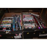 Two boxes of DVDs