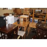 A beech drop leaf table with two matching chairs